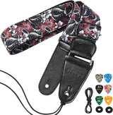 LEKATO Adjustable Electric Guitar Bass Strap 2.5" Wide Belt Shoulder Pad W/ 6 Picks - LEKATO-Best Music Gears And Pro Audio