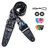 LEKATO Adjustable Electric Guitar Bass Strap 2.5" Wide Belt Shoulder Pad W/ 6 Picks - LEKATO-Best Music Gears And Pro Audio