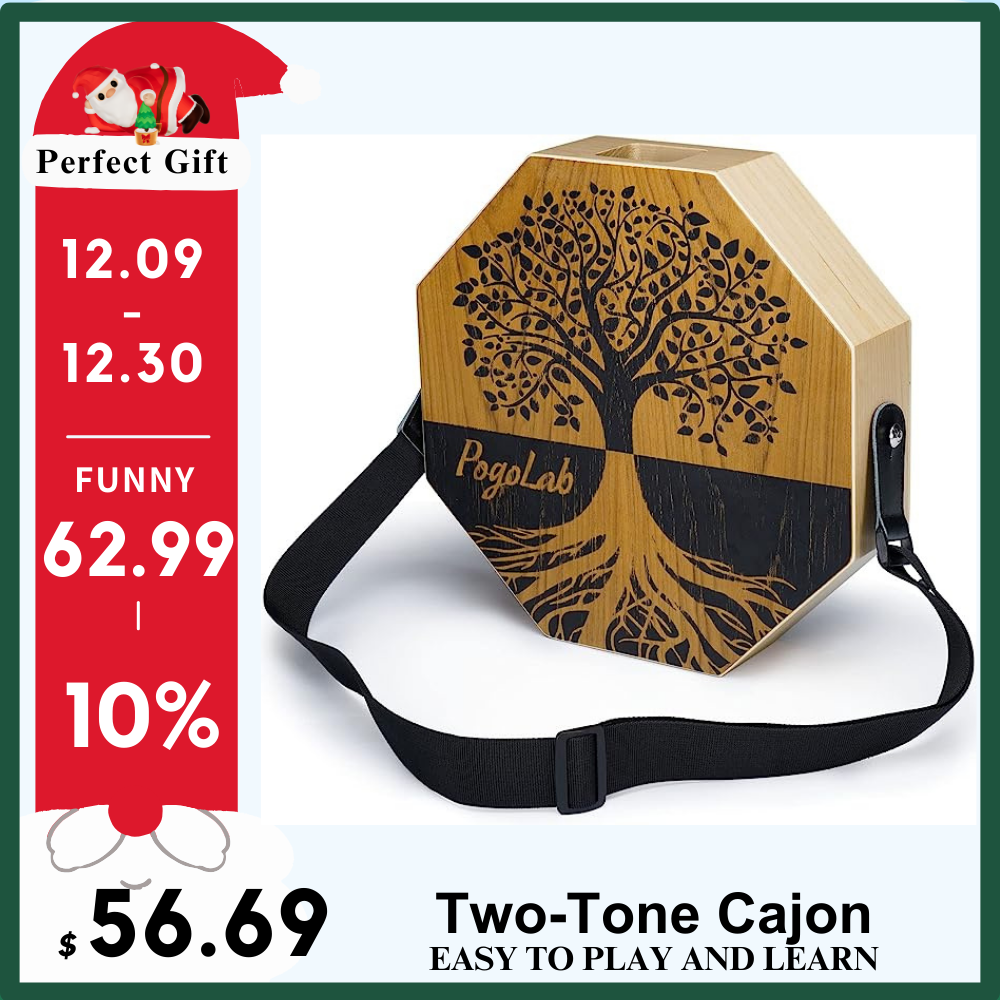 POGOLAB Wooden Two-tone Cajon Percussion Instrument Drum