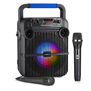 JAMELO Karaoke Machine Portable Bluetooth Speaker w/ Wireless Microphone LED Lights