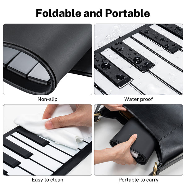 POGOLAB 49 Key Roll Up Digital Keyboard Piano Rechargeable 47 Tones14 Demo Songs