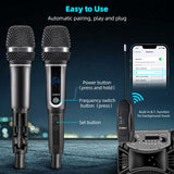 JAMELO UHF Dual Karaoke Wireless Microphones System Dynamic Mic Set