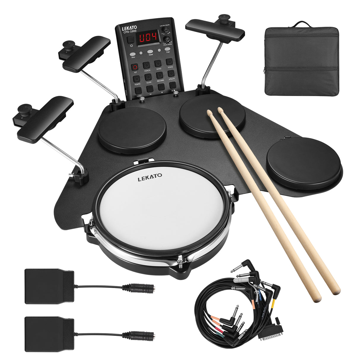 Electronic Drum Set w Quiet Mesh Snare Drum Pads 220+ Sounds