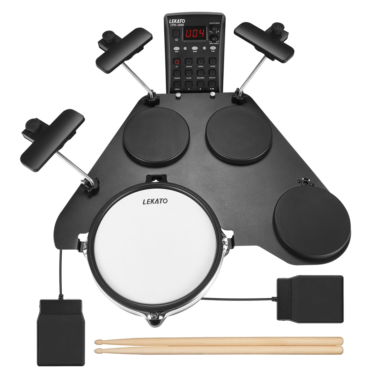 LEKATO Electronic Drum Set w/ Quiet Mesh Snare Drum Pads 220+ 