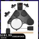 LEKATO Electronic Drum Set w/ Quiet Mesh Snare Drum Pads 220+ Sounds