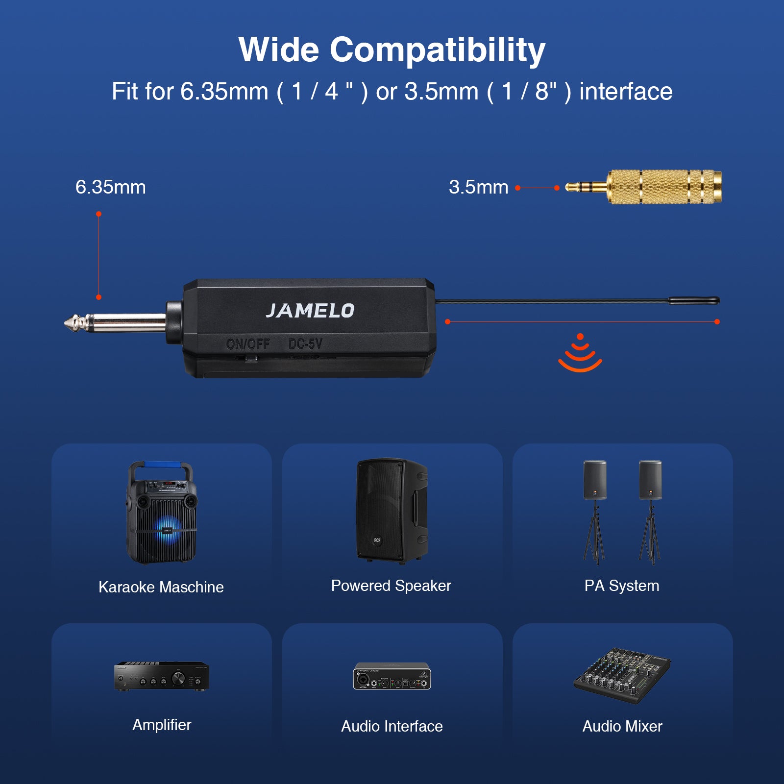 JAMELO Wireless Karaoke Microphones UHF Dynamic Mic System for Singing