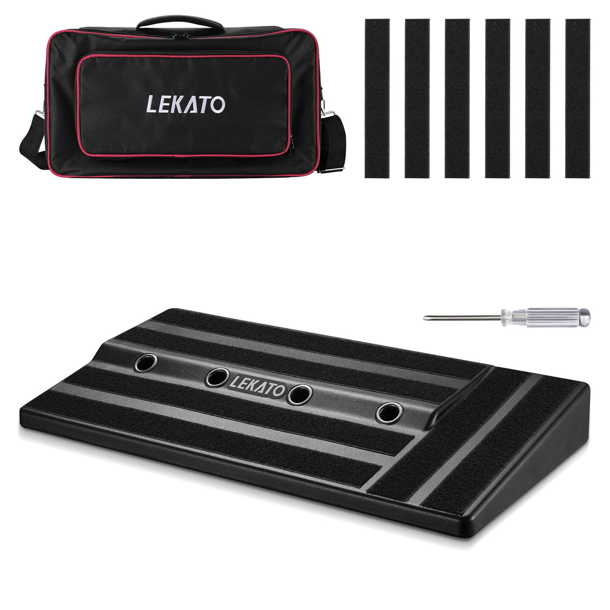 LEKATO RPB-1BK Guitar Pedal Board Carry Bag(19.7"x10"x2.4")