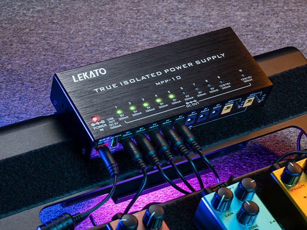 LEKATO Guitar Pedal True Isolated Power Supply with 10 Ports DC Output 9V 12V 18V