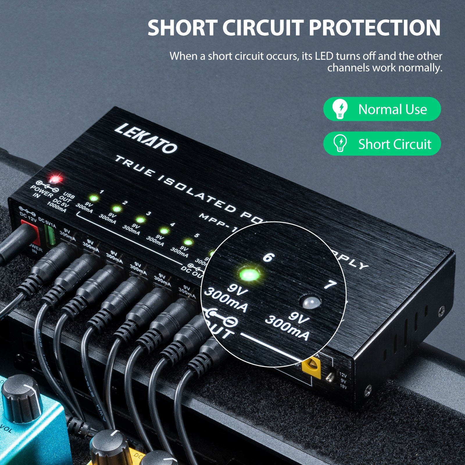 LEKATO MPP-10 True Isolated Guitar Pedal Power Supply