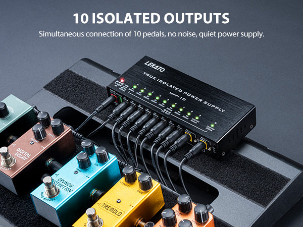 LEKATO Guitar Pedal True Isolated w/ US Power Supply w/ 10 Ports DC Output 9V 12V 18V