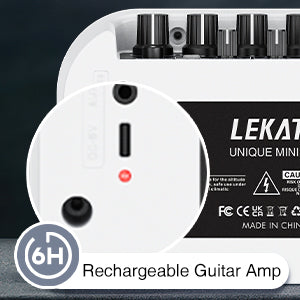 LEKATO Electric Guitar Amp 10W Distortion Clean Delay Three-Band EQ Gain Regulation