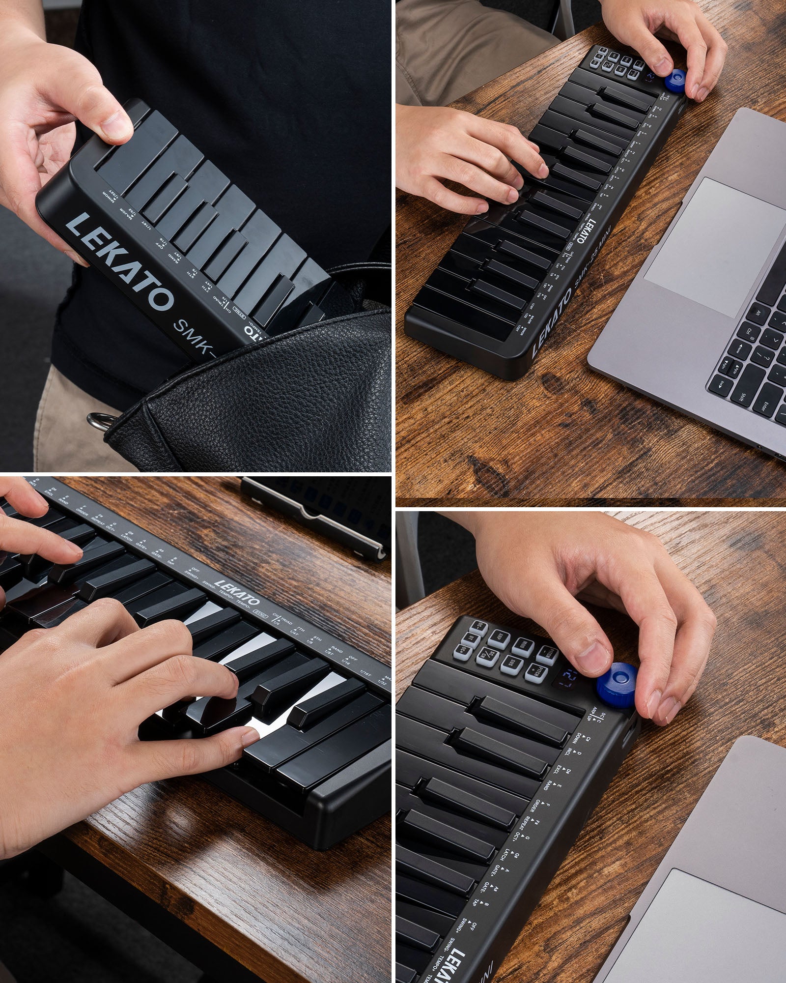 LEKATO SMK-25 MINI 25 Key MIDI Semi Weighted Keyboard Controller Bluet ...