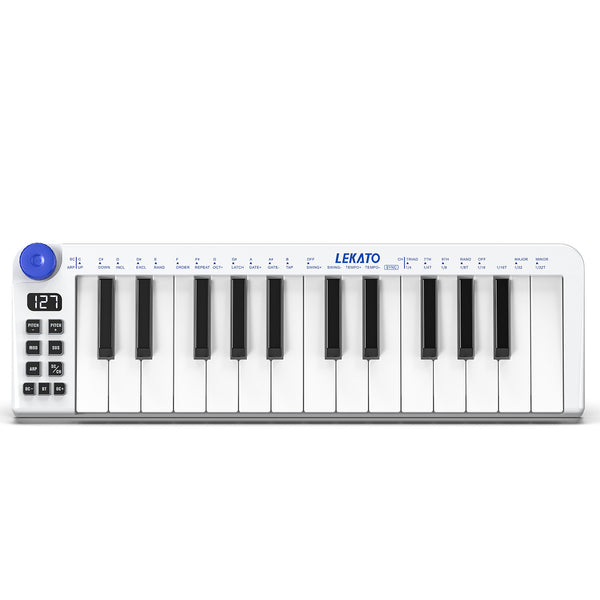 LEKATO 25 Key Mini MIDI Keyboard Controller Bluetooth Velocity-Sensiti ...