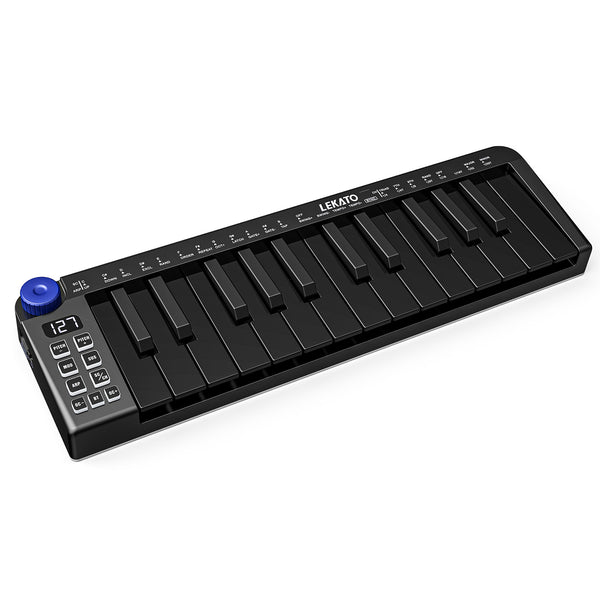 LEKATO 25 Key Mini MIDI Keyboard Controller Bluetooth Velocity-Sensiti ...