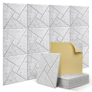 Buy silver-grey JAMELO 12 Pack Self-adhesive Acoustic Panels Sound Proof Foam Pattern High Density