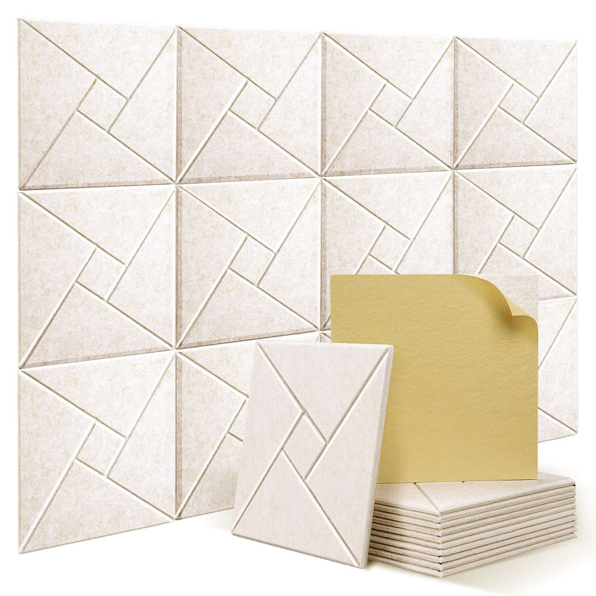 JAMELO 12 Pack Self adhesive Acoustic Panels Sound Proof Foam Pattern High Density