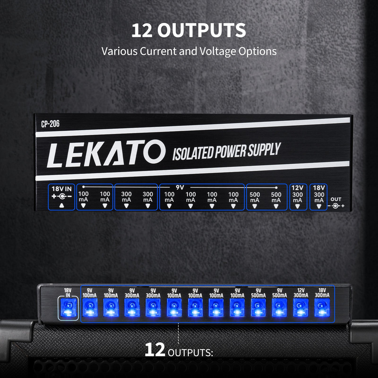 LEKATO CP-206 Guitar Isolated Pedal Power Supply