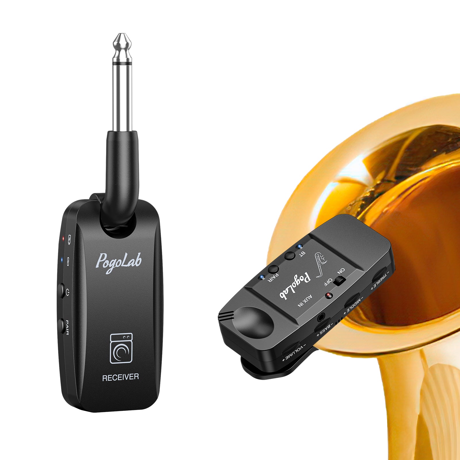 POGOLAB UHF Wireless Saxophone Pickup System Clip-On Transmitter Treble/Bass/Middle