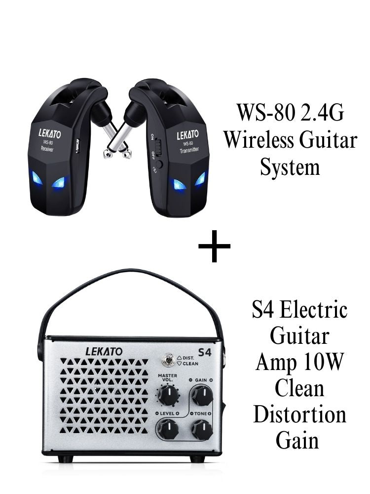 LEKATO S4 E-Gitarrenverstärker, 10 W, Clean Distortion Gain Control Amp