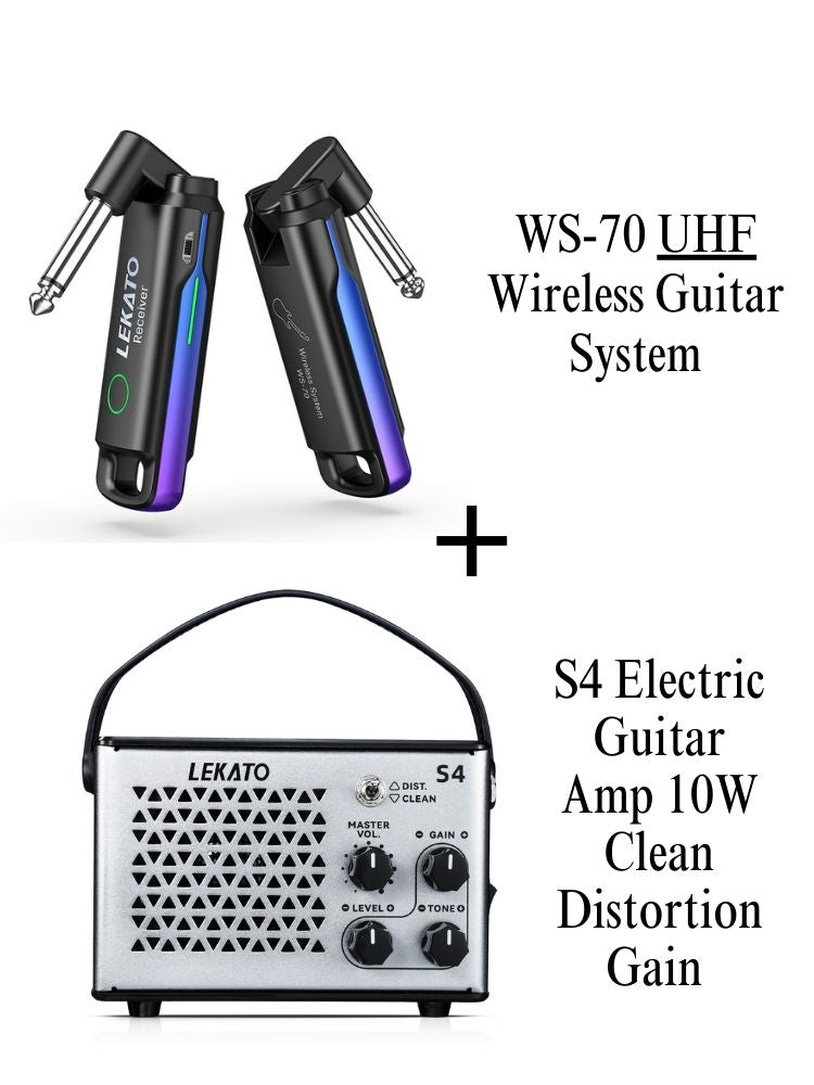 LEKATO S4 E-Gitarrenverstärker, 10 W, Clean Distortion Gain Control Amp