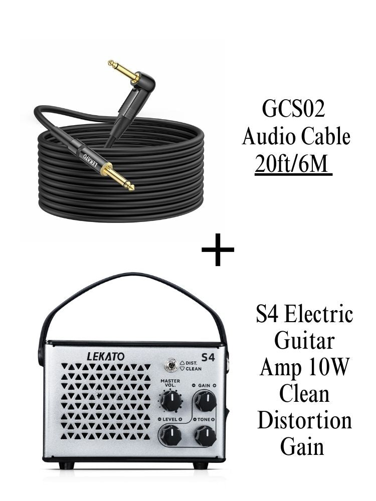 LEKATO S4 E-Gitarrenverstärker, 10 W, Clean Distortion Gain Control Amp