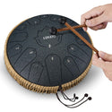 LEKATO Steel Tongue Drum 13 Inch 15 Notes C Key Beginner/Professional Hanpan Drum