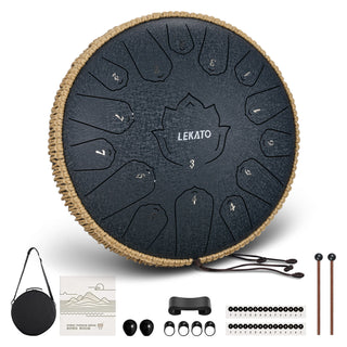 Buy navy-blue LEKATO Steel Tongue Drum 13 Inch 15 Notes C Key Beginner/Professional Hanpan Drum
