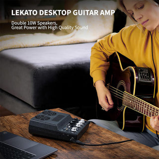 LEKATO Electric Guitar Amp Rechargeable 20W Distortion Delay Effect Bluetooth