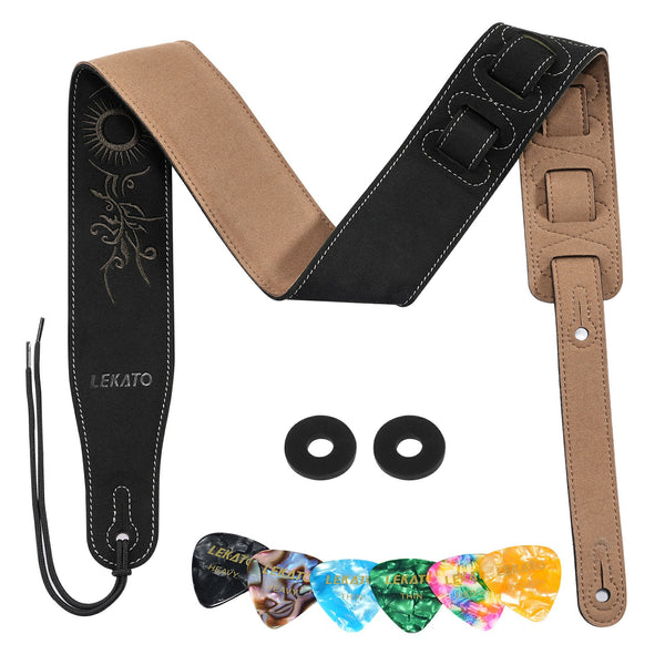 LEKATO Bass Guitar Strap 2.3″ Wide Soft Suede Adjustable Length from 35″ to 51″