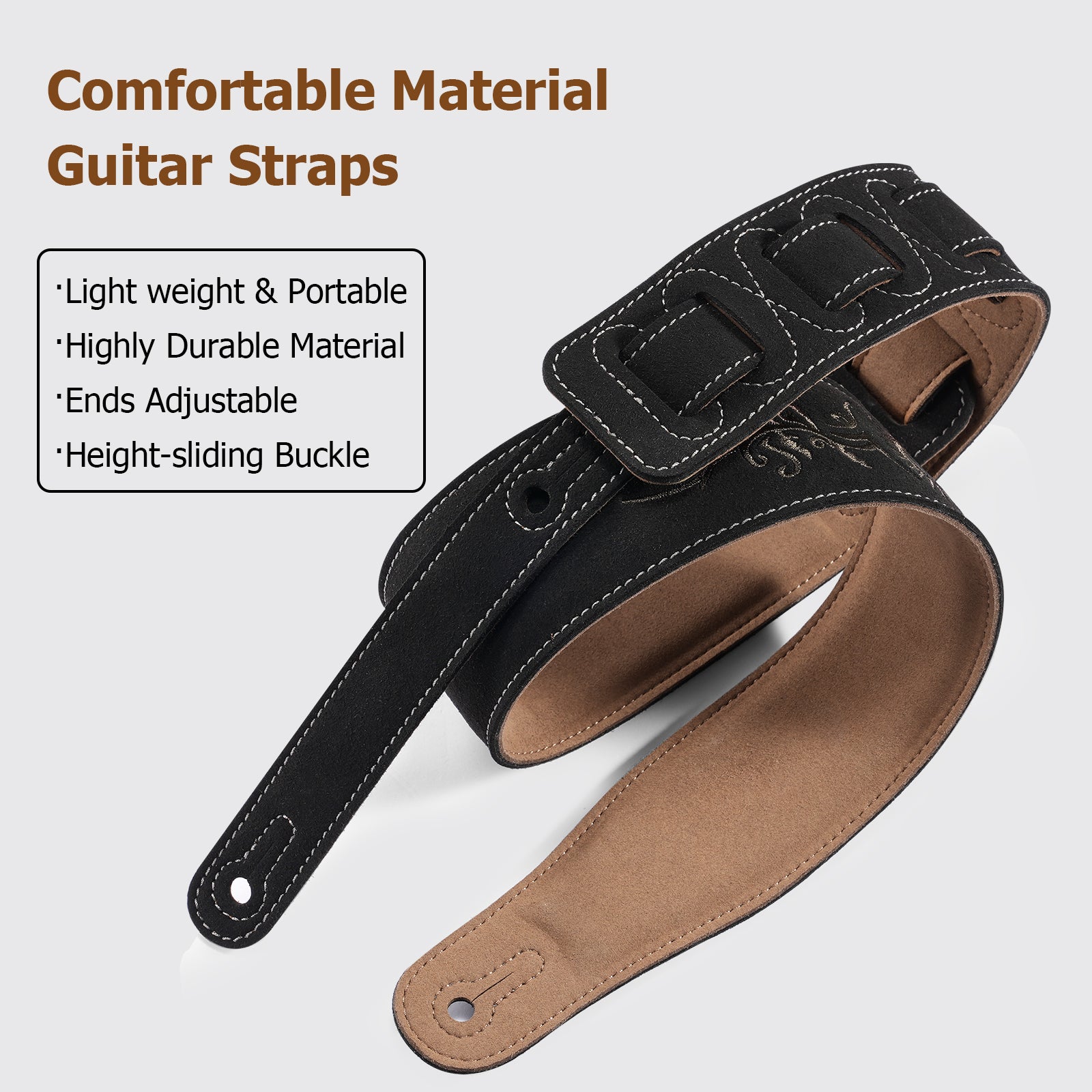 LEKATO LGS-10 Suede Velvet Guitar Strap Set