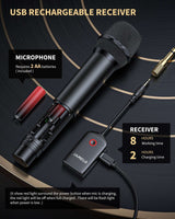 JAMELO 2.4GHz Wireless Microphone Dual Handheld Dynamic Mics