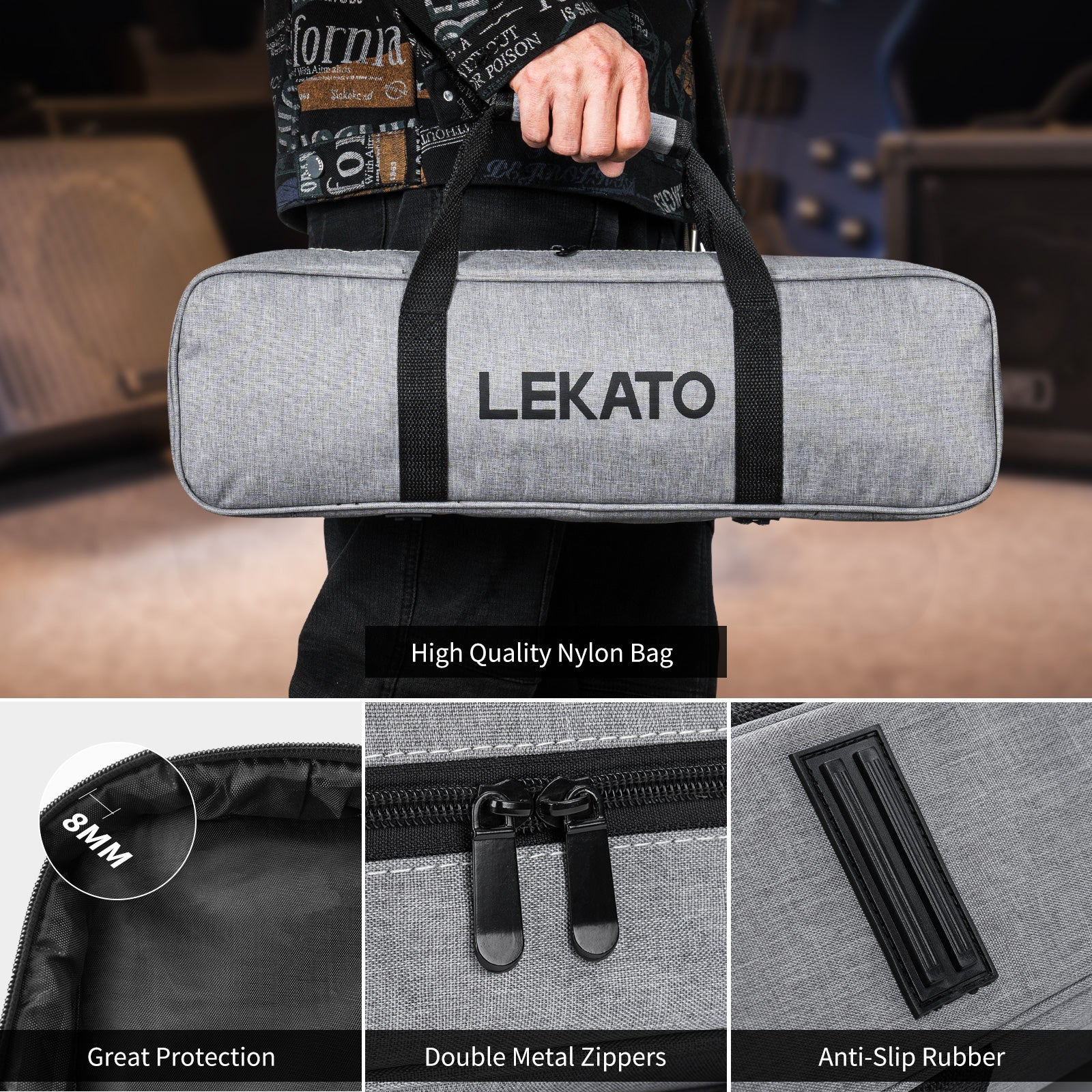 LEKATO PR-01 Guitar Pedal Board w/ Power Supply Cables Bag