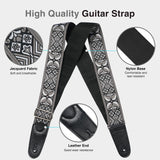 POGOLAB Guitar Bass Strap 2" Wide Jacquard Embroidery Cotton Adjustable 35"-62"