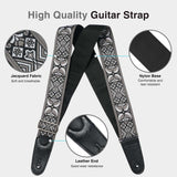 POGOLAB Guitar Bass Strap 2" Wide Jacquard Embroidery Cotton Adjustable 35"-62"