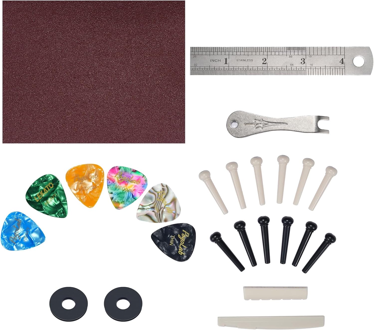 POGOLAB 25PCS Acoustic Guitar Tool Changing Kit Bridge Pins Saddle Nut Puller