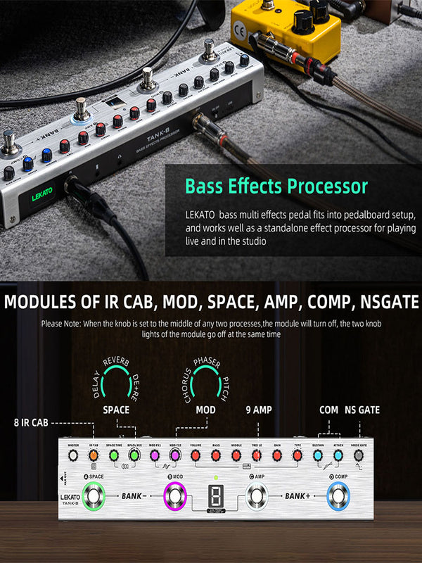 LEKATO Tank-B Bass Effect Processor Pedal