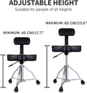 LEKATO Drum Throne w/ Backrest Height Adjustable Hydraulic Drum Chair Seat
