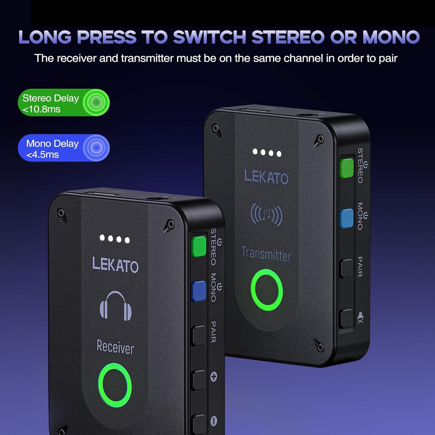 LEKATO MS-02 In Ear Monitor 2.4G Stereo Wireless System