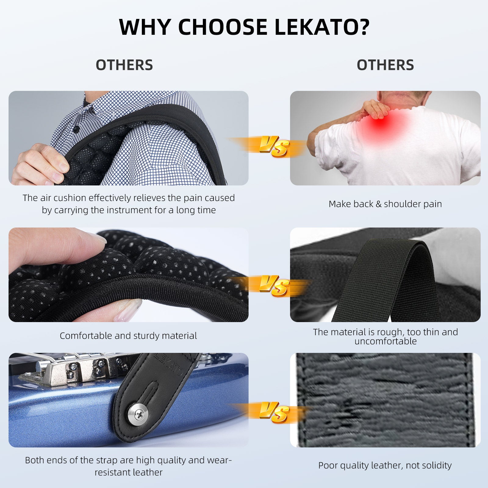 LEKATO GB-1 3D-Luftpolster-Gitarrengurt