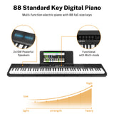 LEKATO P866 Full Size Semi Weighted 88 Key Digital Piano with 2x15W Built-in Speakers Pedal AC Power Adapter