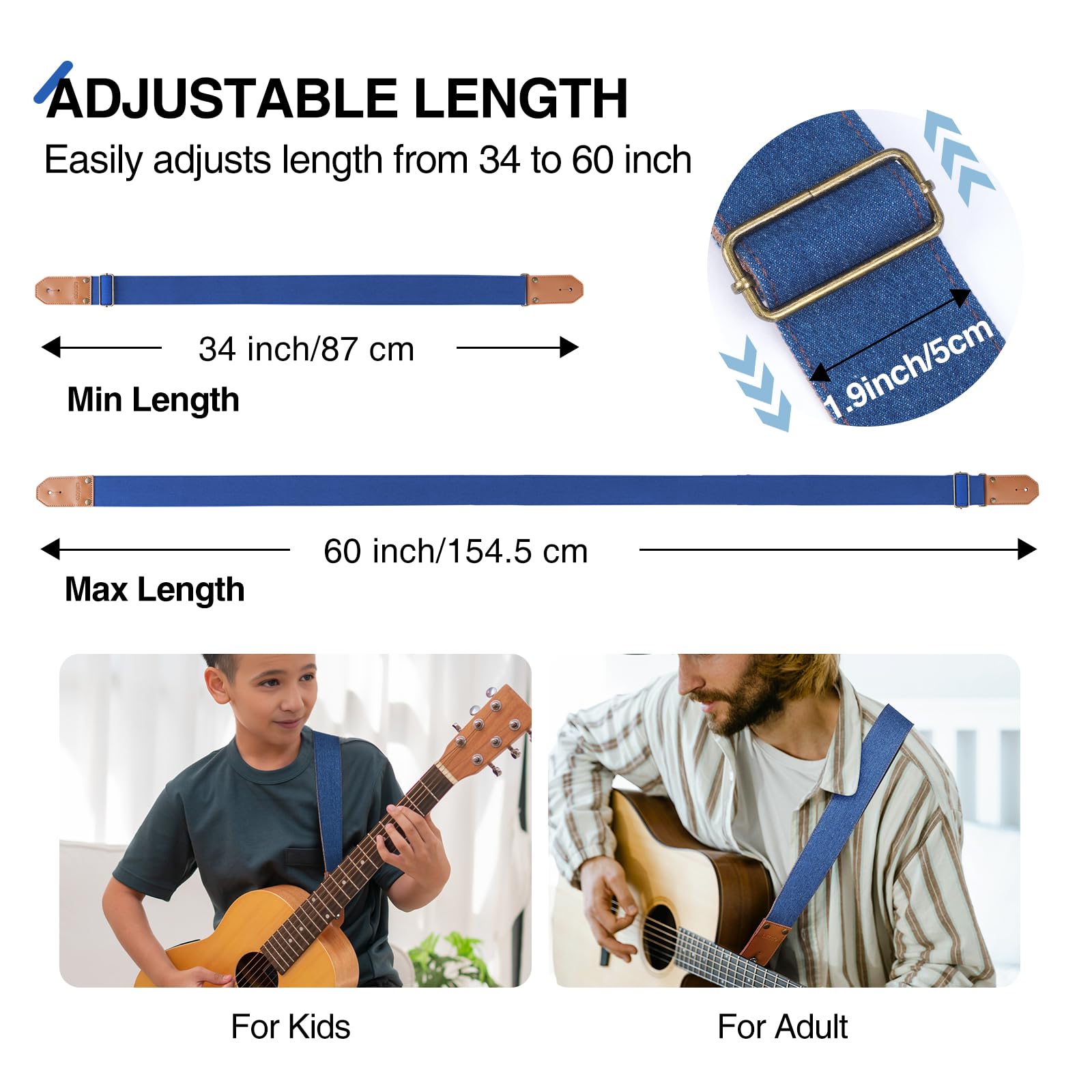 LEKATO Western Cowboy Denim Guitar Straps