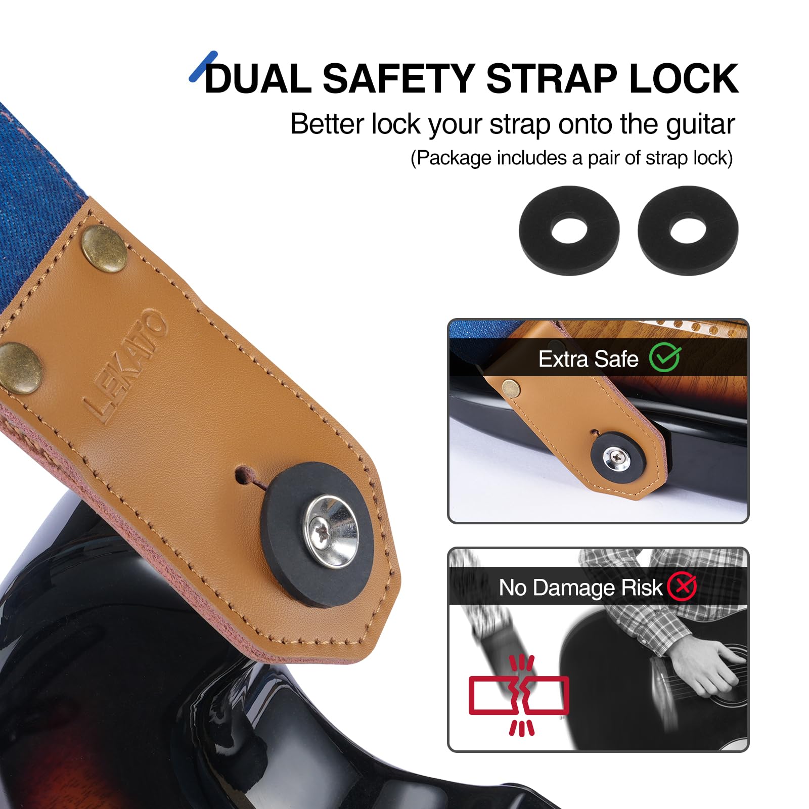 LEKATO Western Cowboy Denim Guitar Straps