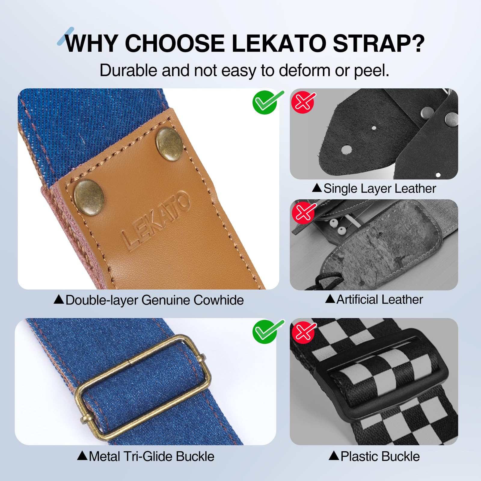 LEKATO Western Cowboy Denim Guitar Straps