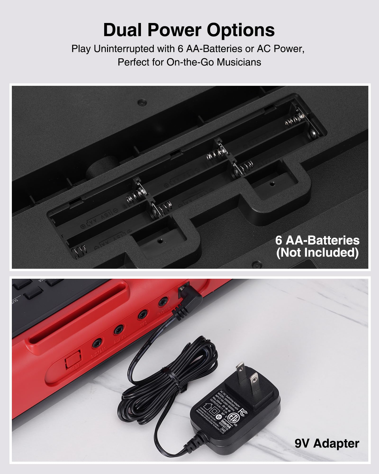 LEKATO YM-338 61 Keys Electronic Piano Keyboard Sustain Pedal w/ Lighted Key