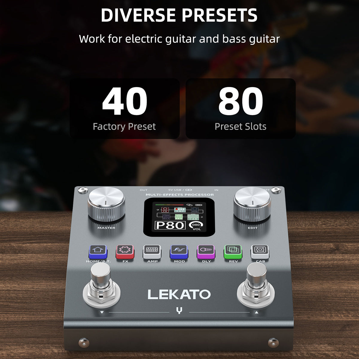 Multi Effects Processor Rack Module LEKATO ME-01 Multi Effects Processor Guitar Pedal w/6 Effects Modules ...
