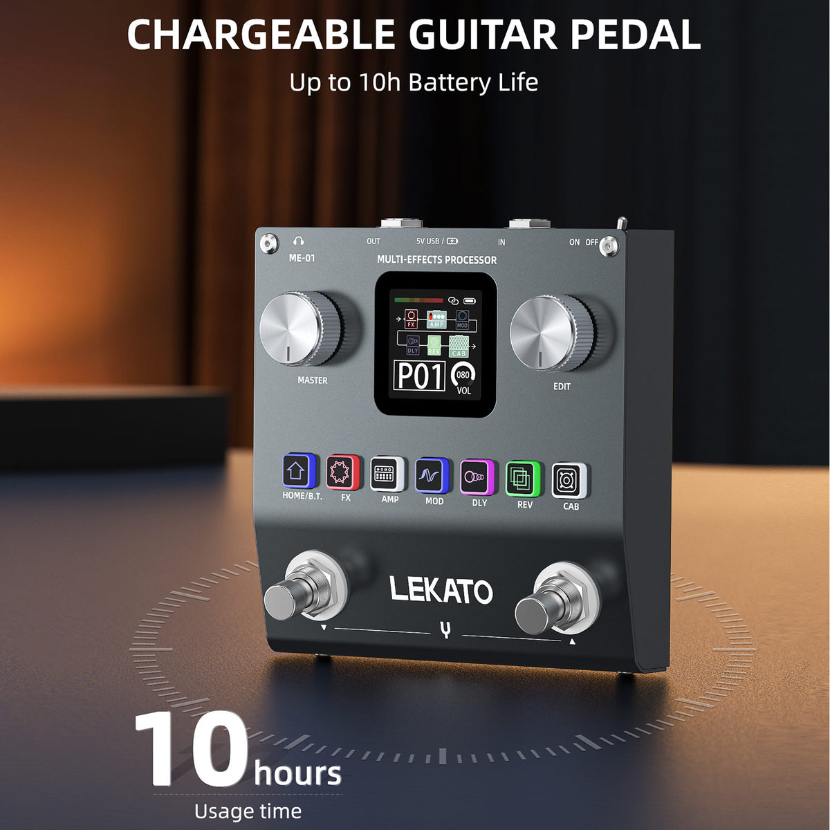 Multi Effects Processor Rack Module LEKATO ME-01 Multi Effects Processor Guitar Pedal w/6 Effects Modules ...