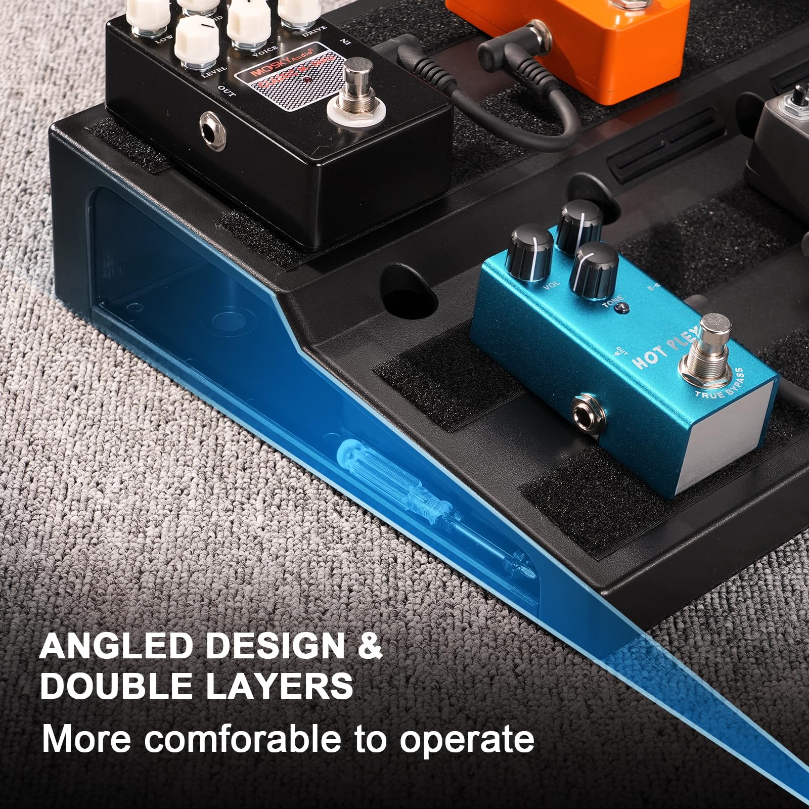 LEKATO RPB-1P Guitar Pedal Board Carry Bag(22"x11"x2.8")