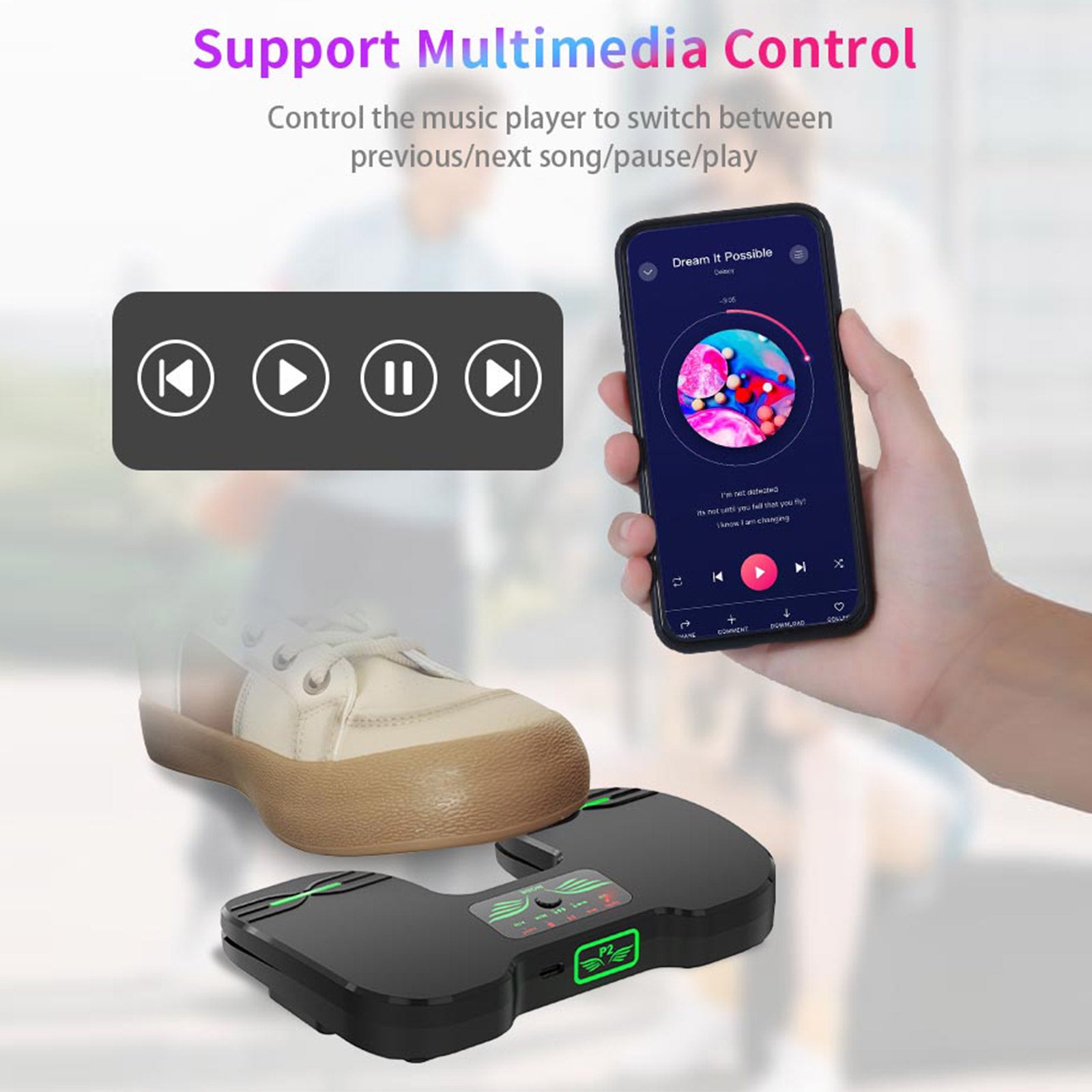 Portable Wireless Page Turner Pedal Rechargeable Bluetooth Foot Pedal
