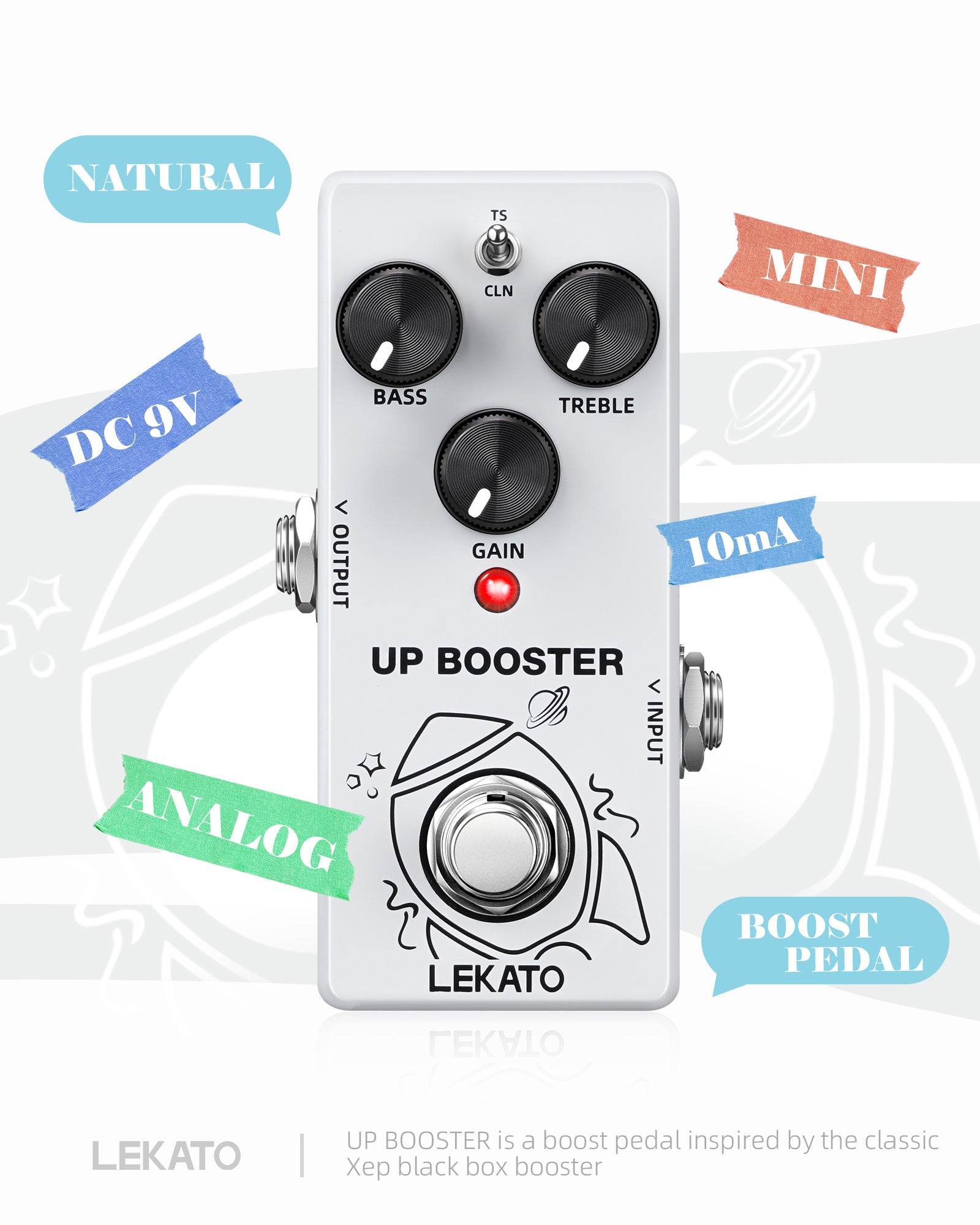 LEKATO BS-02 UP BOOSTER Pedal Classic XEP TS/CLEAN Modes