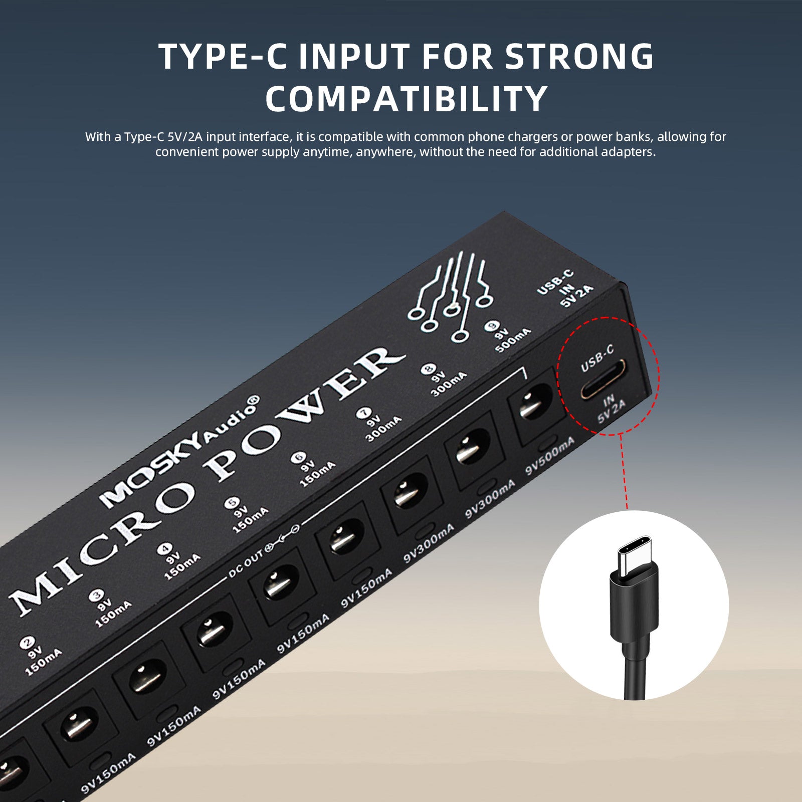 MOSKY MICRO POWER 9-Channel Guitar Pedal Power Supply